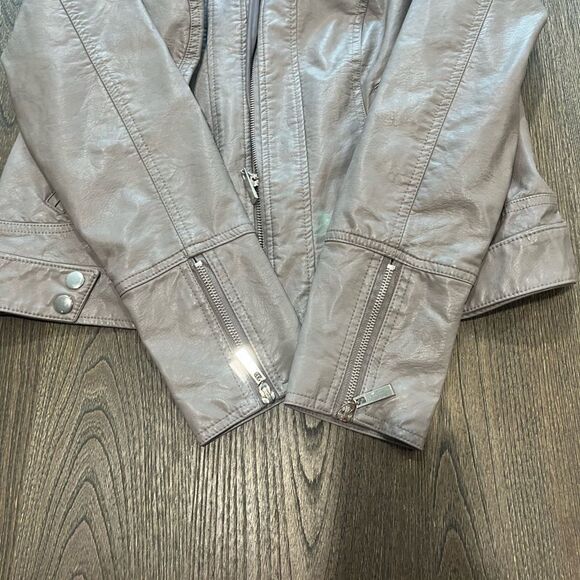 Apt 9 Taupe Faux Leather Motorcycle Jacket Size M - Picture 4 of 8